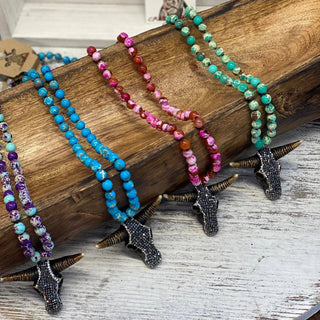 Steer Head Necklace NEW Colors: BLUE