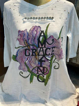 Amazing Grace Tattered Tee: Lxl