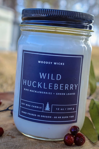 Wild Huckleberry Soy Wax Candle Hand Poured 12oz / Wood Wick