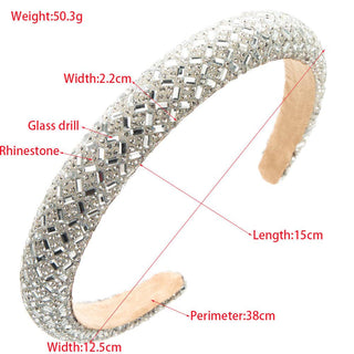 Baroque Rhinestone Headband Chic Simple Design for Women: White
