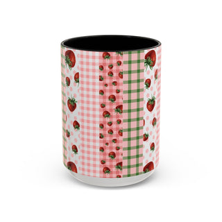 Mug - Strawberry Pattern Accent Coffee Mug for Spring & Summer