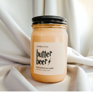 Butter Beer Scented Candle - 100% Soy Wax - Nontoxic 12oz