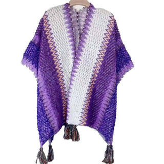 Ethnic Style Warm Shawl Cape for Women: Rose Red / 140