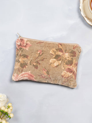 Aril Cornell CollectionVintage Rose Velvet Pouch - Olive