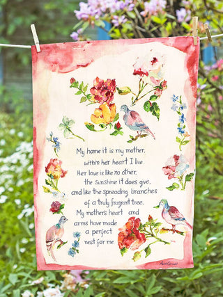 Mother's Poem Watercolor Tea Towel