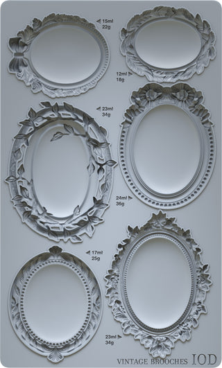 IOD 2025 Vintage Brooches Iron Orchid Designs silicone mould embellishment applique for furniture home décor mix media baking arts and craft