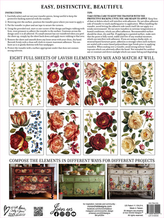 IOD Collage De Fleurs Rub-On Decal Transfer for Furniture Decor Transfer for DIY Furniture Makeovers & Unique Home Decor Project