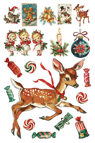 IOD Kitschy Christmas Rub On Decal Transfer for Furniture Decor IOD Transfer for DIY Furniture Makeovers & Unique Home Decor Project