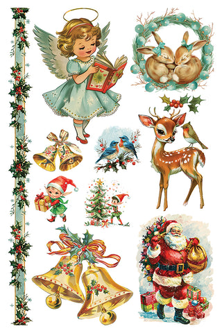 IOD Kitschy Christmas Rub On Decal Transfer for Furniture Decor IOD Transfer for DIY Furniture Makeovers & Unique Home Decor Project