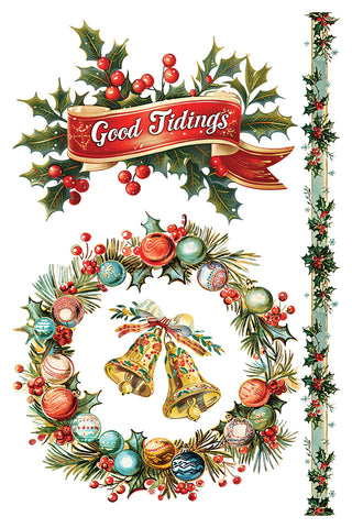 IOD Kitschy Christmas Rub On Decal Transfer for Furniture Decor IOD Transfer for DIY Furniture Makeovers & Unique Home Decor Project