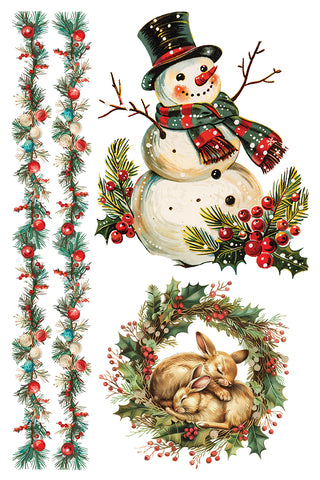 IOD Kitschy Christmas Rub On Decal Transfer for Furniture Decor IOD Transfer for DIY Furniture Makeovers & Unique Home Decor Project