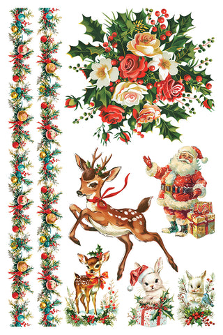 IOD Kitschy Christmas Rub On Decal Transfer for Furniture Decor IOD Transfer for DIY Furniture Makeovers & Unique Home Decor Project