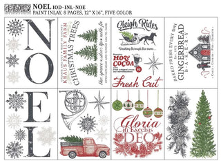 Paint Inlay IOD Noel Holiday Paint Inlay Paint Transfers for crafts, craft supply, furniture embellishment