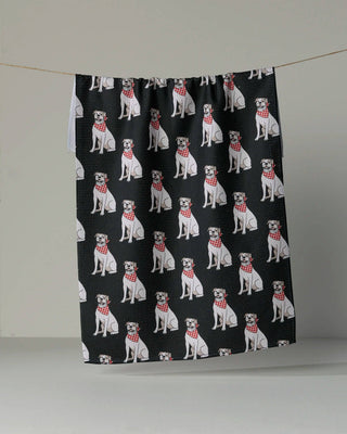 Bulldog Club Tea Towel: Black