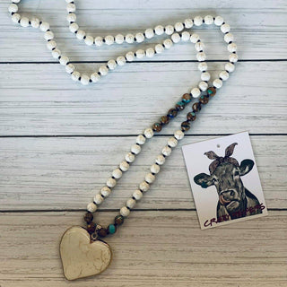 Heart Stone Necklace Multi Beads: Turquoise