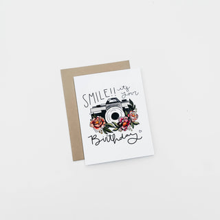 Floral Camera Birthday Greeting Card