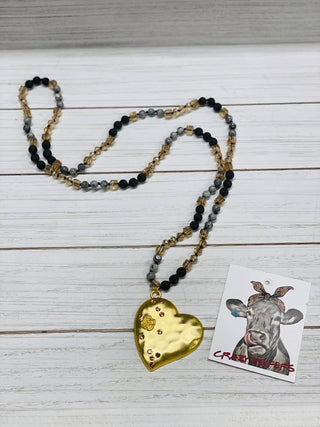 Gold Heart Necklace: Red