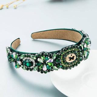 Baroque Style Rhinestone Headband Trendy Hair Accessories: Light Beige
