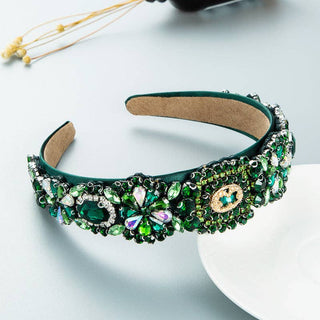 Baroque Style Rhinestone Headband Trendy Hair Accessories: Light Beige