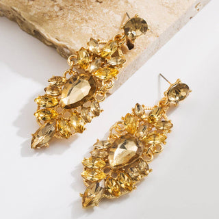 Retro Waterdrop Earrings with Rhinestone Accents: White