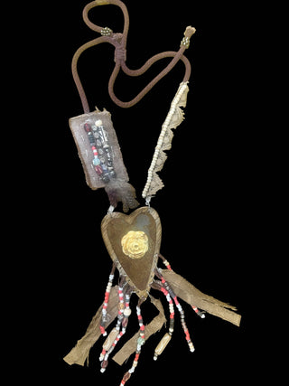 Wooden and Roses Aztec Necklace