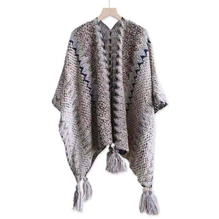 Ethnic Style Warm Shawl Cape for Women: Rose Red / 140