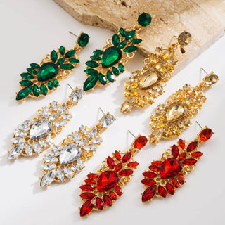 Retro Waterdrop Earrings with Rhinestone Accents: White