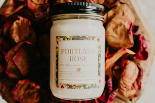 Portland Rose Candle 12oz Nontoxic Portland Oregon Wood Wick