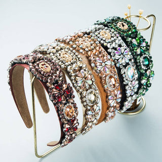 Baroque Style Rhinestone Headband Trendy Hair Accessories: Light Beige