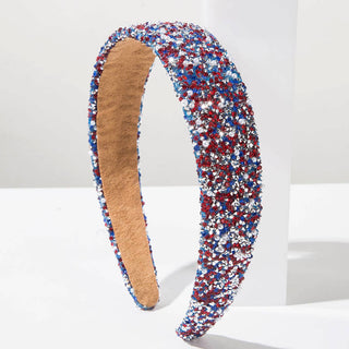 Luxury Pearl Beaded Hairband Colorful Rhinestone Headband: Pink