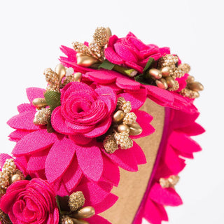 Floral Headband with Rose Accents for Women: Light Pink