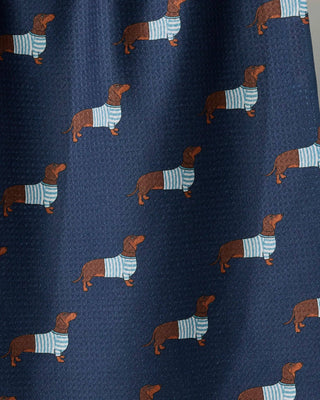 Coastal Dachshund Tea Towel: Navy