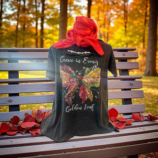 Grace in Every Golden Leaf Tattered Shirt : Lxl