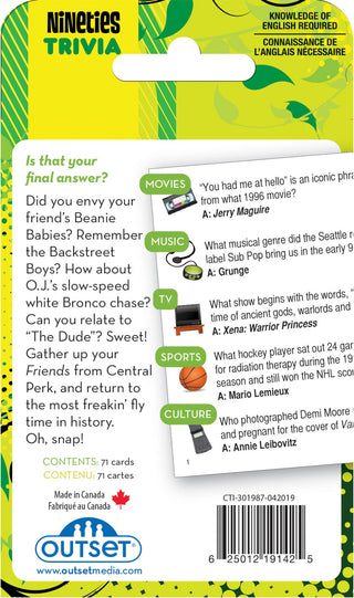 1990s A Decade of Trivia Card Game