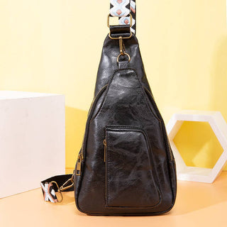 Vintage Style Crossbody Bag with Wide Shoulder Straps: PG755 Pink