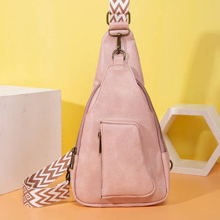 Vintage Style Crossbody Bag with Wide Shoulder Straps: PG755 Off-White