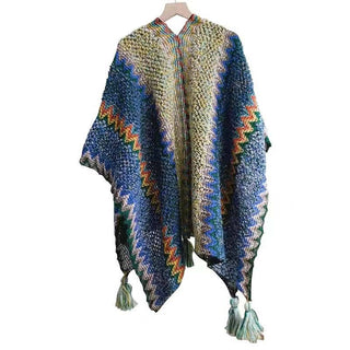 Ethnic Style Warm Shawl Cape for Women: Orange Pink / 140