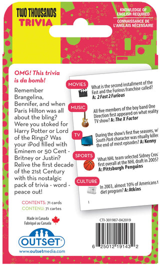 2000s A Decade of Trivia Card Game