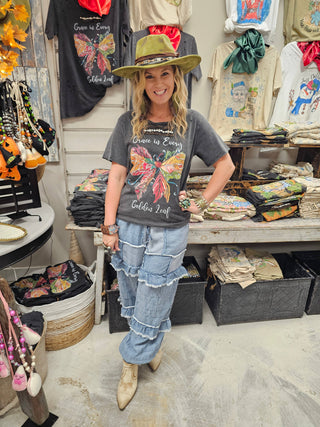 Grace in Every Golden Leaf Tattered Shirt : Lxl