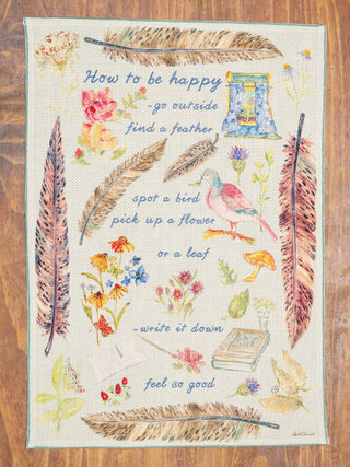 Aril Cornell Collection Kitchen Towels How to Be Happy Tea Towel