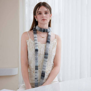Stylish Wool Blend Fringe Scarf for Women: Rainbow Gray