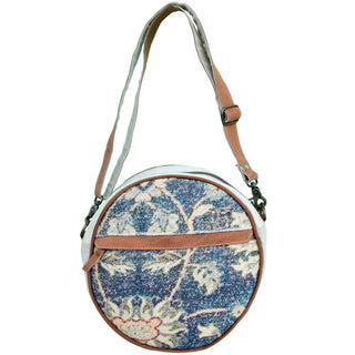Round Canvas And Recycled Fabric Bag