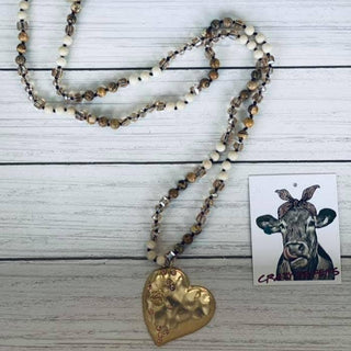 Gold Heart Necklace: Black