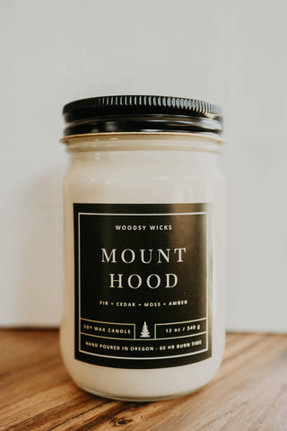 Mount Hood Candle - Mt Hood Oregon - National Park - PNW : 4oz / Wood Wick