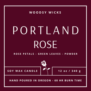 Portland Rose Candle 12oz Nontoxic Portland Oregon Wood Wick