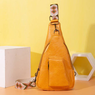 Vintage Style Crossbody Bag with Wide Shoulder Straps: PG755 Pink