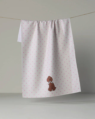 Poodle Charm Tea Towel: White