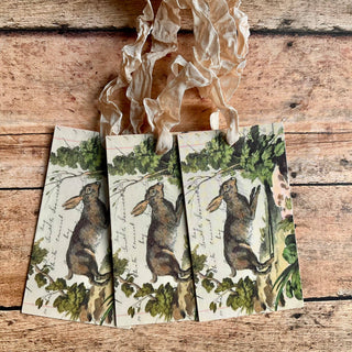 Beautiful Gift Tags Running Rabbit - Single or Pkg/3: Pkg/3