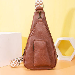 Vintage Style Crossbody Bag with Wide Shoulder Straps: PG755 Off-White