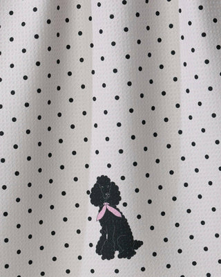 Poodle Charm Tea Towel: White